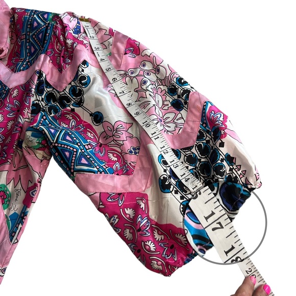 Vintage 80’s Diane Freis Georgette Colorful Abstract Pattern Drop Waist Dress OS - Picture 10 of 16